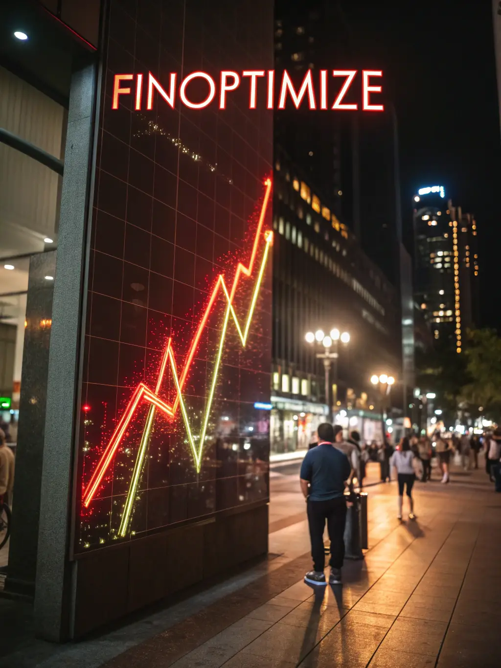 A sophisticated graph illustrating the growth of a wealth management portfolio over time, set against a backdrop of a modern cityscape.